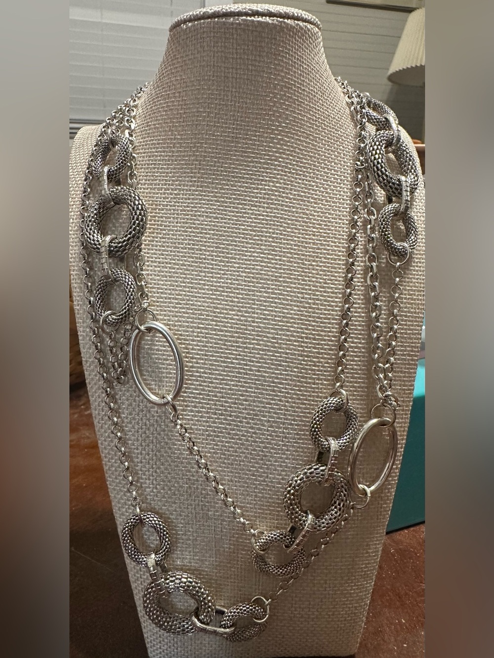 1928 Jewelry Co. Silver-Tone Double Chain Mesh Link Necklace, 40-42